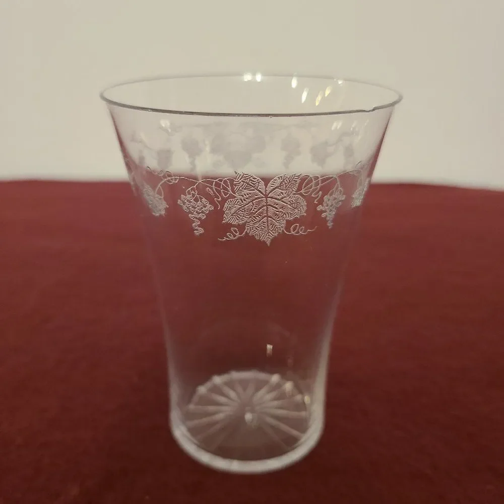 Cambridge Glass Bacchus Grapes Grapevine Leaf Crystal Juice Glass Antique Etched